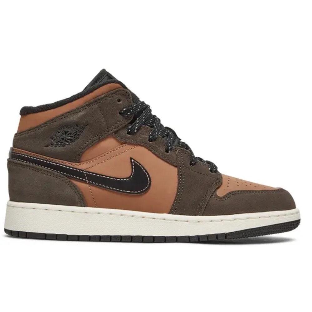 Jordan 1 'Earth Tone' | kids sz 2 | brown tan black | Like New - Picture 2 of 10